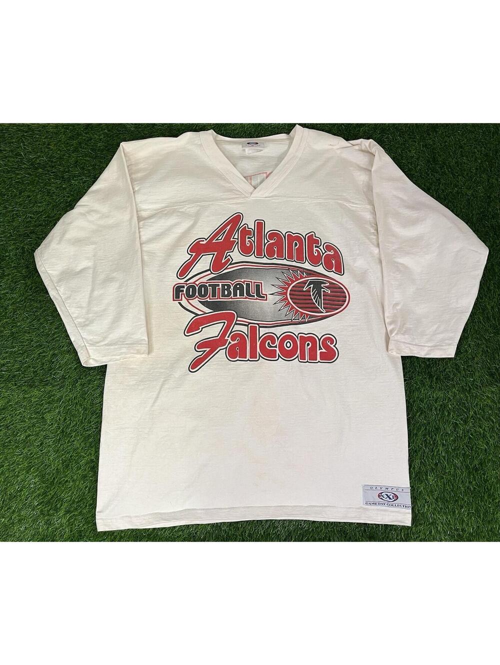 Vintage 90s Alanta Falcons Warrick Dunn 3/4 Sleeve Jersey XL Oversized